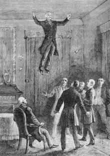 Gravure de la prétendue lévitation du médium Daniel Dunglas Home